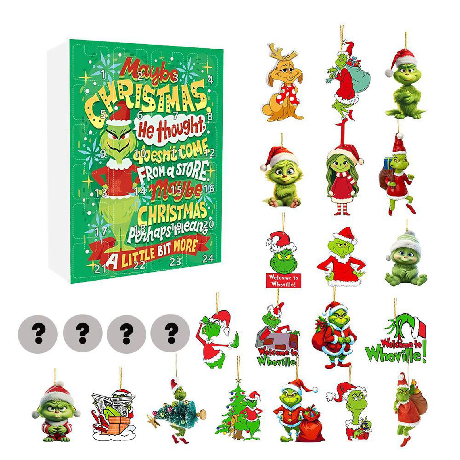 

2D Christmas Advent Calendar Green Christmas Tree Decorations Ornaments Countdown Gifts Suitable For Teens, Boys, Girls And Adults(Random Delivery) One Size