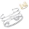 4Pcs/set Adjustable Cuff Bracelet Layered Moon Stars Bangle Bracelet Women Crystal Wristband