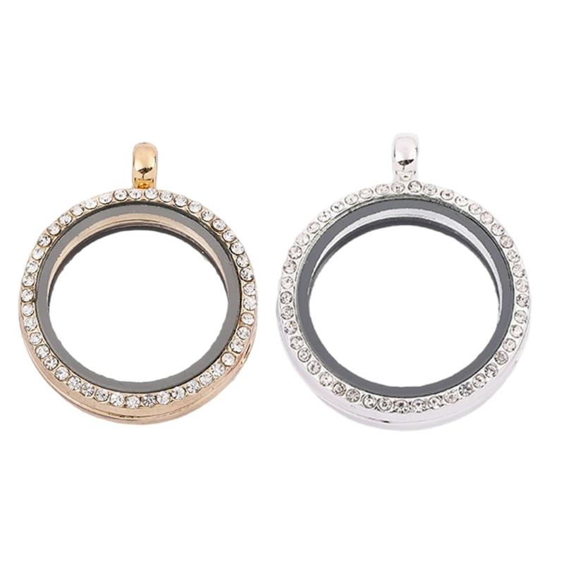 Magnetic Photo Locket Pendant With Crystals Glass and Secure Closure for Everyday Wear