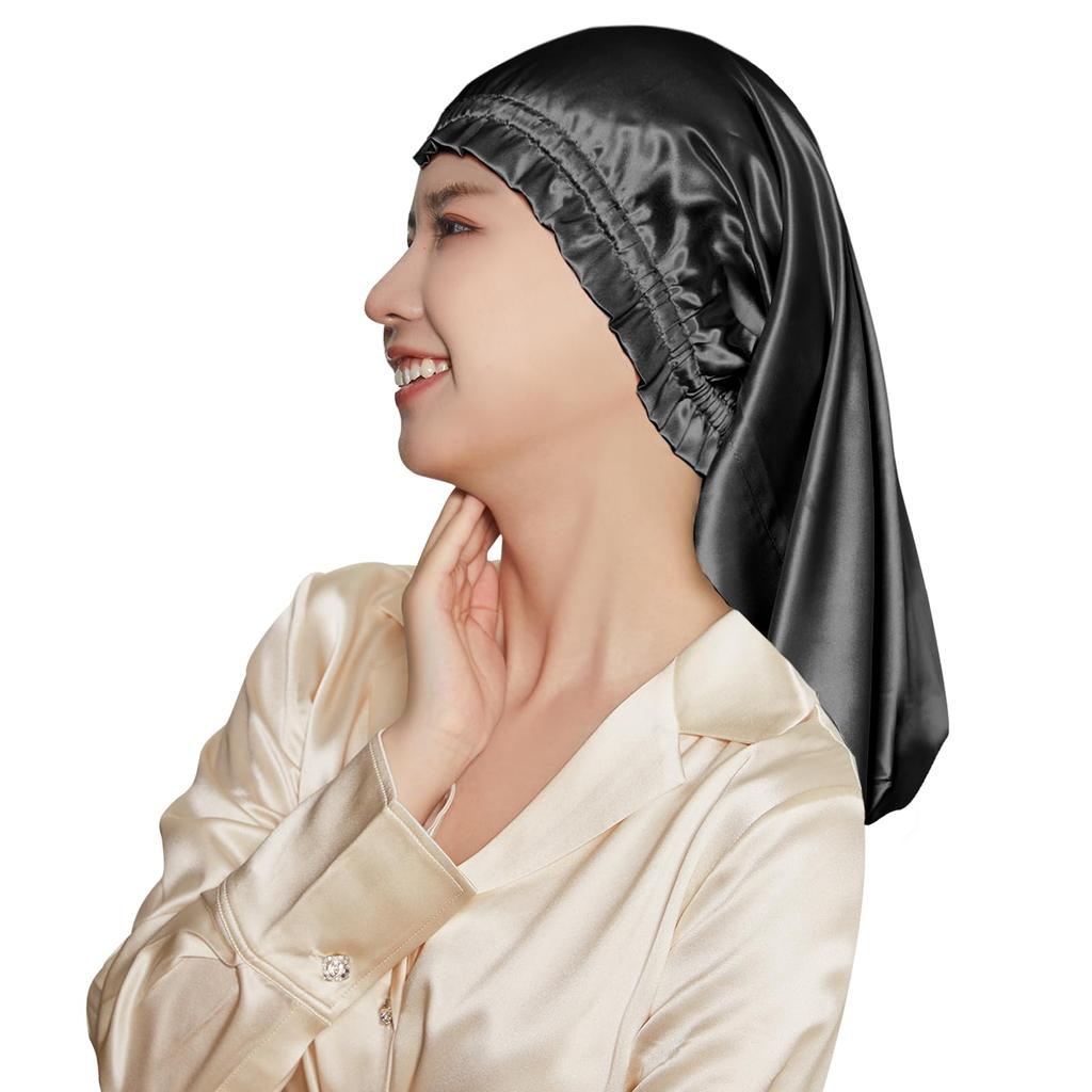 Bonnet de Nuit en Soie Bonnet en Soie Design Cylindrique Ne Peluche Pas Jusqu'au Matin Bonnet de Nuit en Soie Pour Cheveux Longs Bonnet de Cheveux Prévient les Fourches et les Cheveux au Réveil Pour