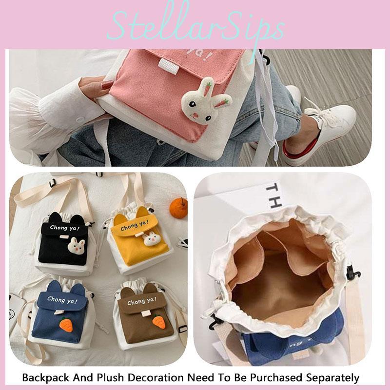 Colorful Canvas Sling Bag With Rabbit And Carrot Pins Great For Going Out And Running Errands