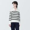 MUJI Washable Milan Rib Knit Skipper Polo White Size BA1OOA4S Women's Sweater, Striped, XS,