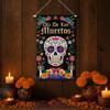 Day of The Dead Fabric Wall Art, Mexican Fiesta Theme Colorful Sugar Skull Wall Hanging Tapestry Decoration for Photo