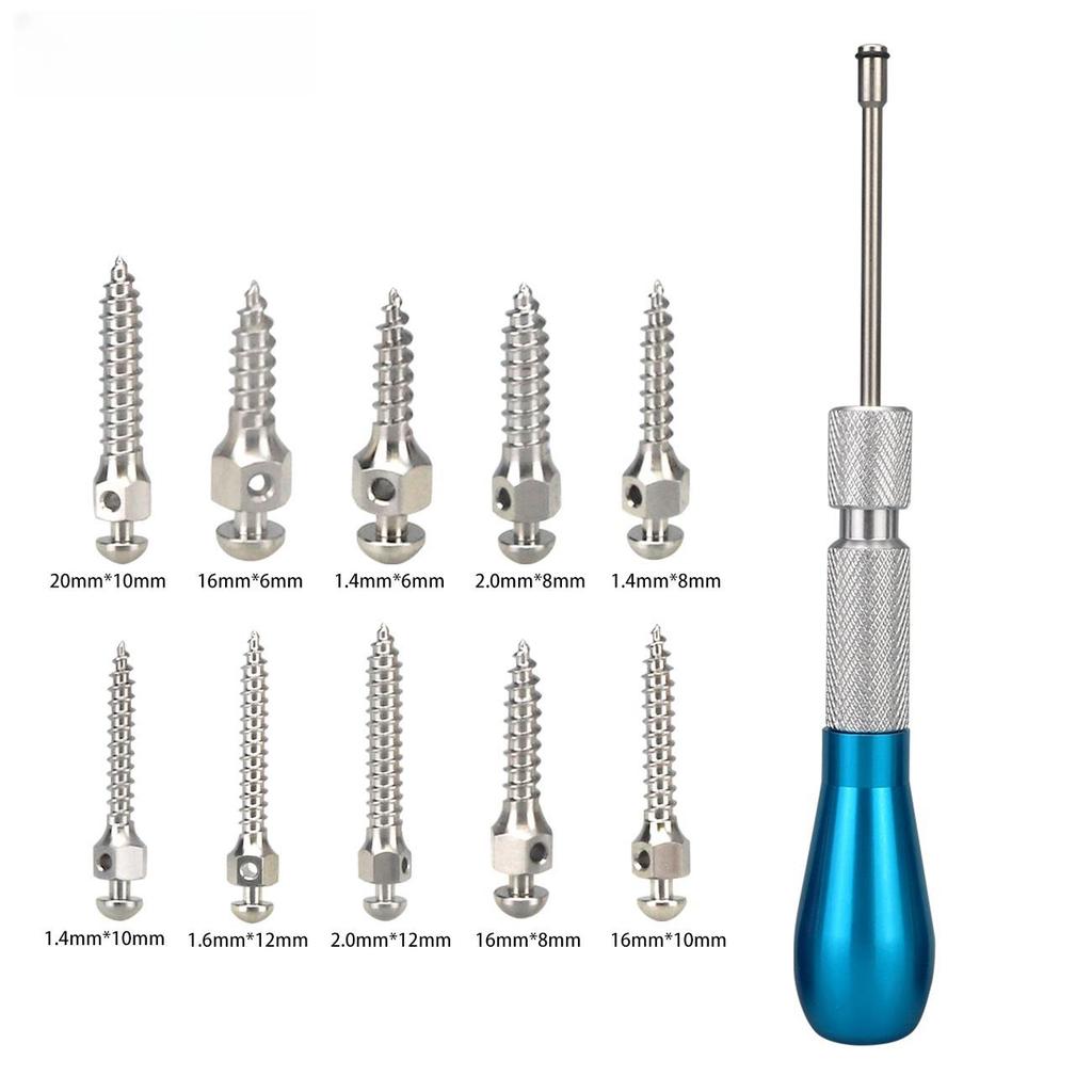 Dental Orthodontic Mini Implants Micro Screw Self Drilling 10Pcs +Screwdriver Self Drilling Tool Stainless Materials 1Pc