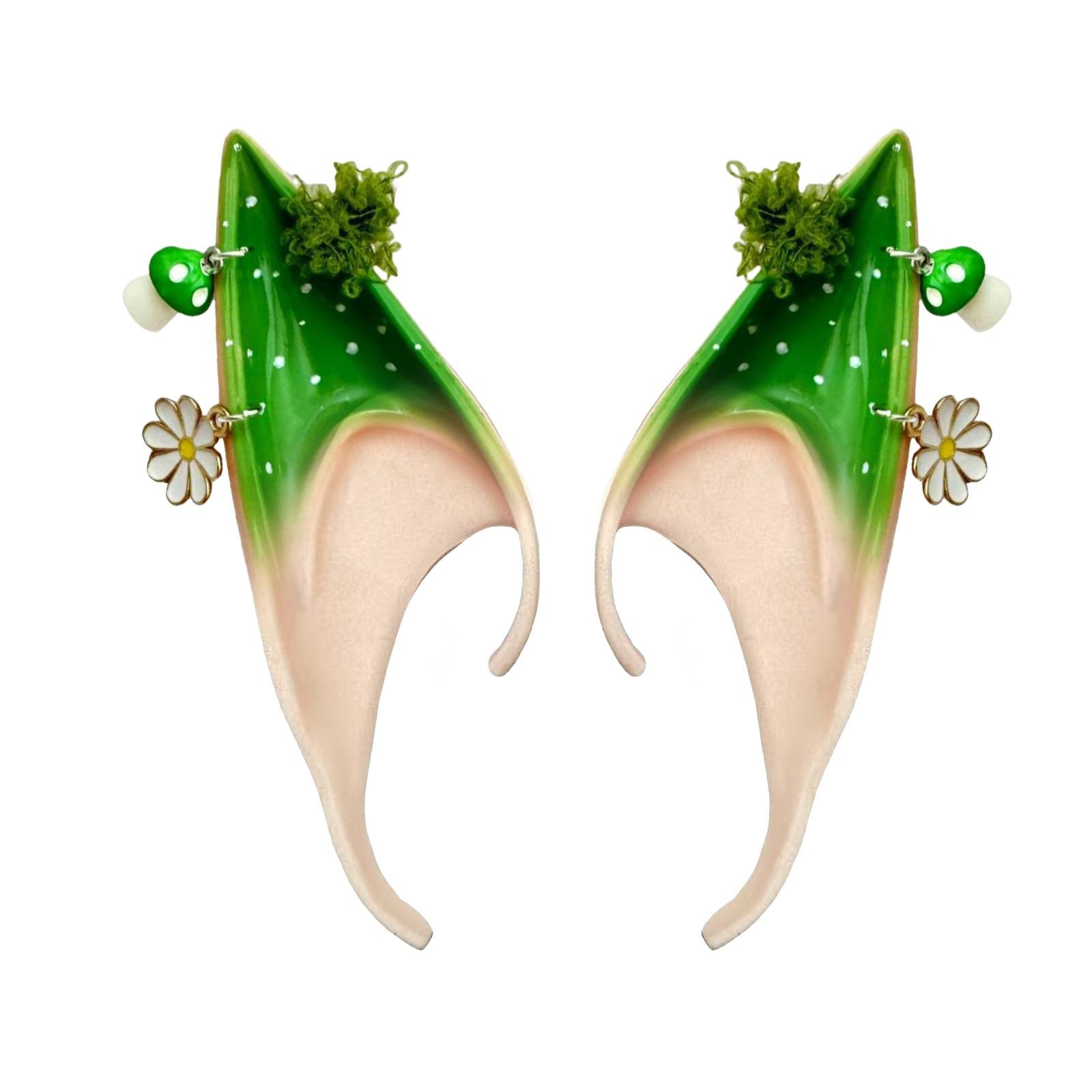 

A Pair of Halloween Elf Ears,Red,Green and Purple Party Fake Ears Forest Fairy Cosplay Elf Ears Christmas Party Fake Ears Decor One Size