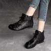 Johnature Sommer Stiefeletten für Frauen Schuhe Aus Echtem Leder Runde Kappe Handgemachte Retro Aushöhlen Atmungsaktive Sandalen