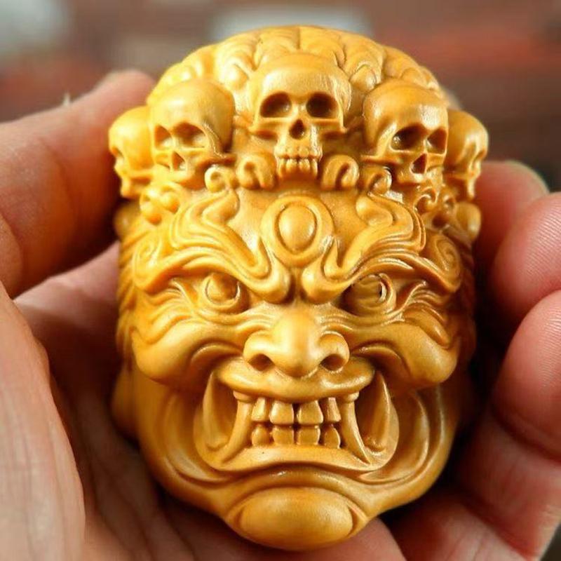 Solid wood- motionless Mingwang feng shui Buddha statue pendant Chinese Buddha statue Home, car, key decoration pendant