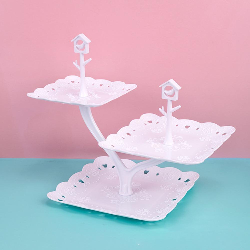 Plastic Cake Stand 2/3-Layers Food Fruit Plate Creative Dessert Rack  Wedding Birthday Party