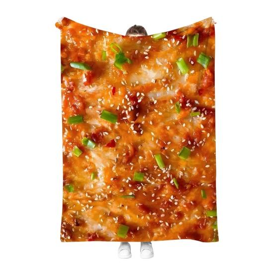 Pătură Flanelă cu Clătite Distractive, Pătură de Odihnă Creativă cu Model Realist de Clătite, Pătură Moale Confortabilă pentru Canapea, Fotoliu, Birou, Cameră de Cămine