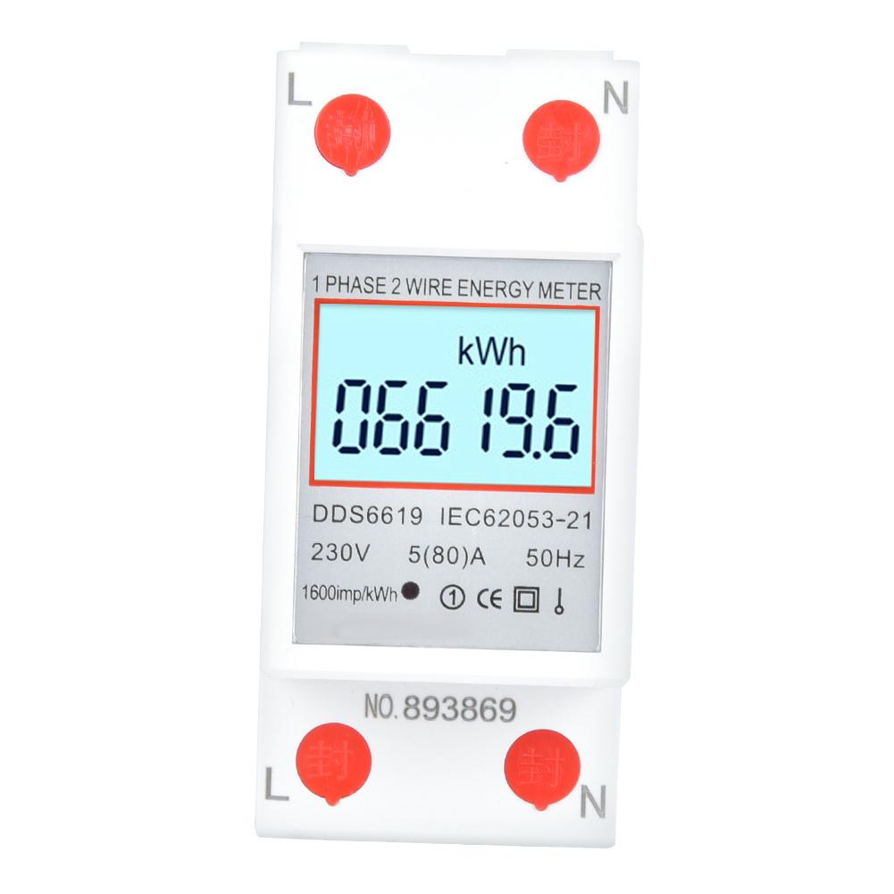 

DDS6619 SinglePhase Energy Meter DIN Rail 2P Power Meter 230V with Backlight