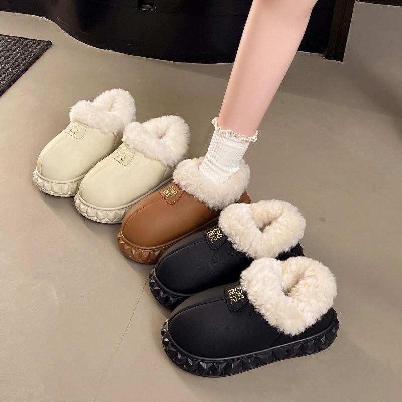 Women's Large Size Soft Sole Winter Warm Fur One Snow Boots Padded Lined Ankle Boots Anti-slip Hiking Casual Sports Cotton Boots