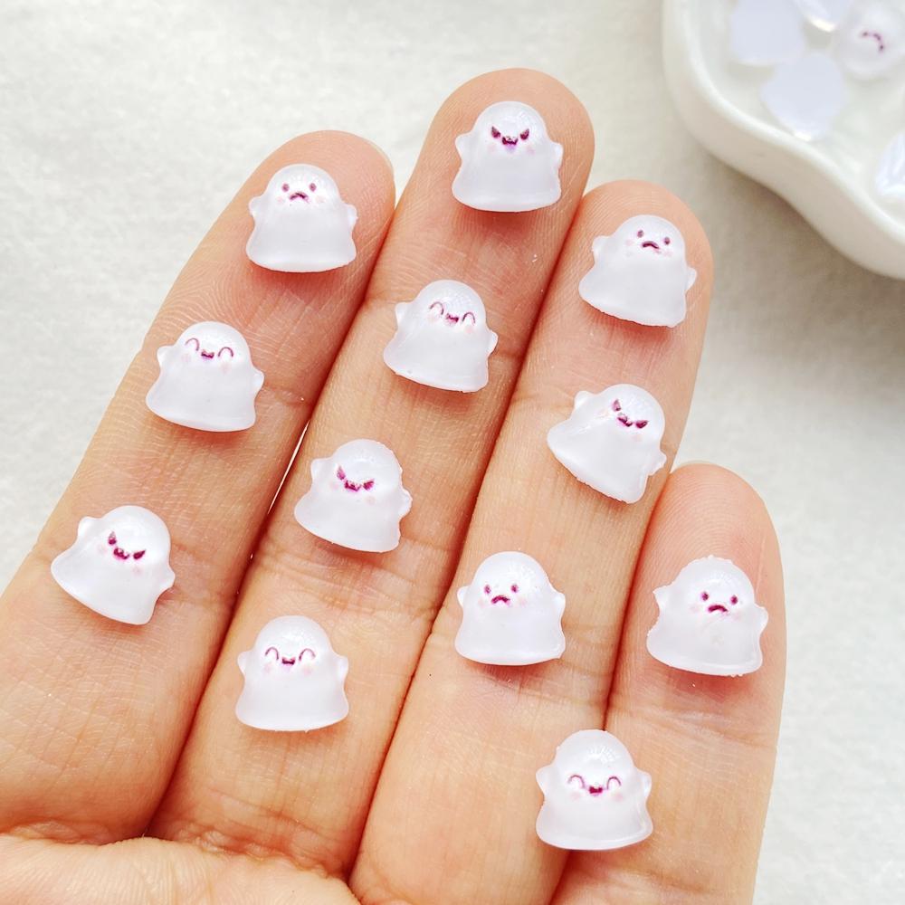 50Pcs Cute Mini Cartoon Halloween Ghost Series Flat Back Rhinestone Bead Scrapbook DIY Manicures Appliques Accessories Crafts