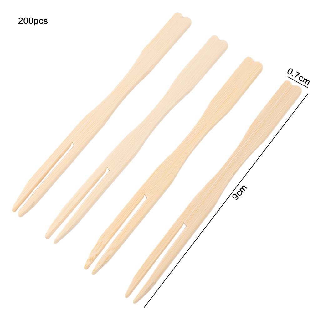 200 Pieces Bamboo Cake Dessert Fork Mini Size Fruit Picks Practical Sushi Sticks Birthday