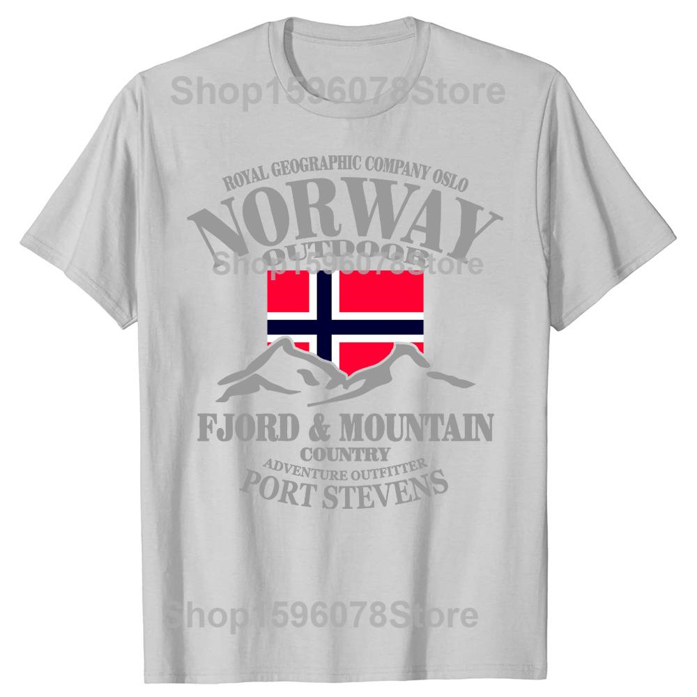 Summer Norway Flag Mountain T Shirt Crazy Hip Hop Men's Shirt Cotton Crewneck Plus Size Short Sleeve Funny T-shirts Male