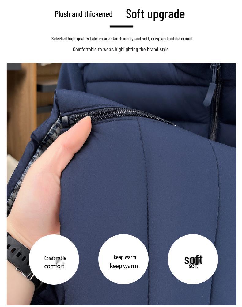 Heren Sherpa Fleece Patchwork Katoenen Jas met Opstaande Kraag voor Herfst/Winter Casual Kleding