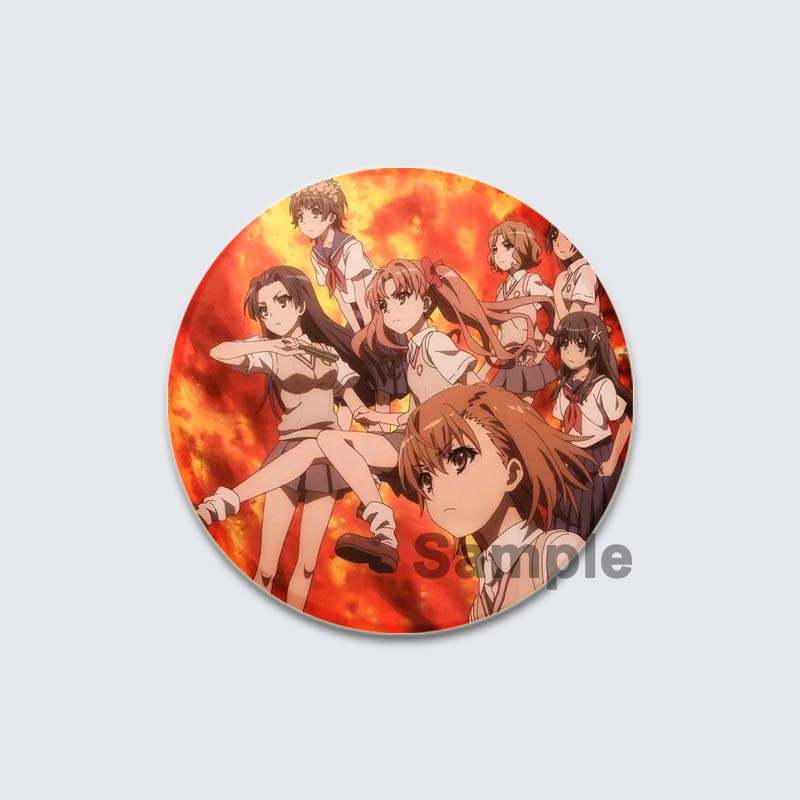 32/44/58mm A Certain Scientific Railgun HD Brooch Anime Badge Cartoon Figure Misaka Mikoto/Wannai Kinuho Round Display Pins Jewelry Gifts