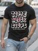 Black Tshirt with Time Never Stops Motivational Quote - B...