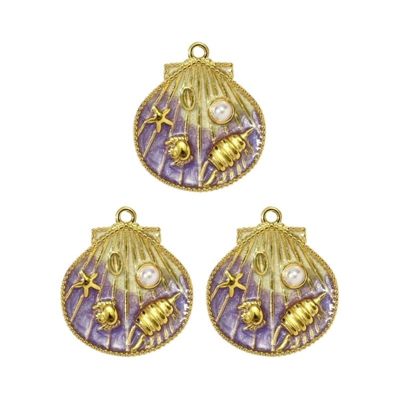 Creative Marine Jewelry Making Set with 3 Seashells Starfish Beads for Handmade Necklace Designs