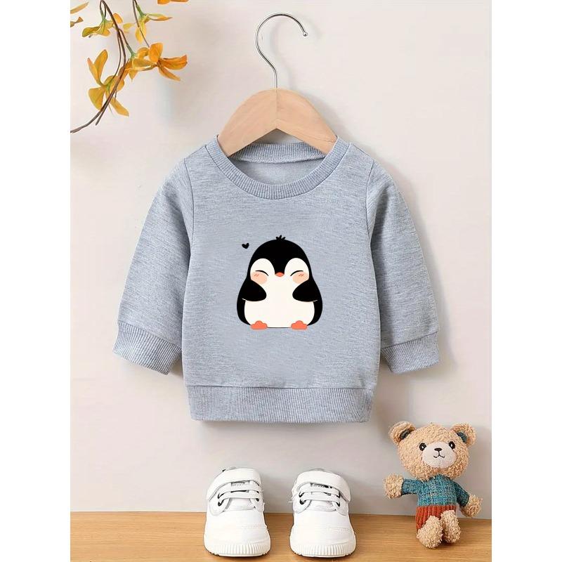Cute Cartoon Print Pattern, Durable, Wrinkle Resistant, Comfortable and Versatile Round Neck Hoodie for Baby Girls Aged