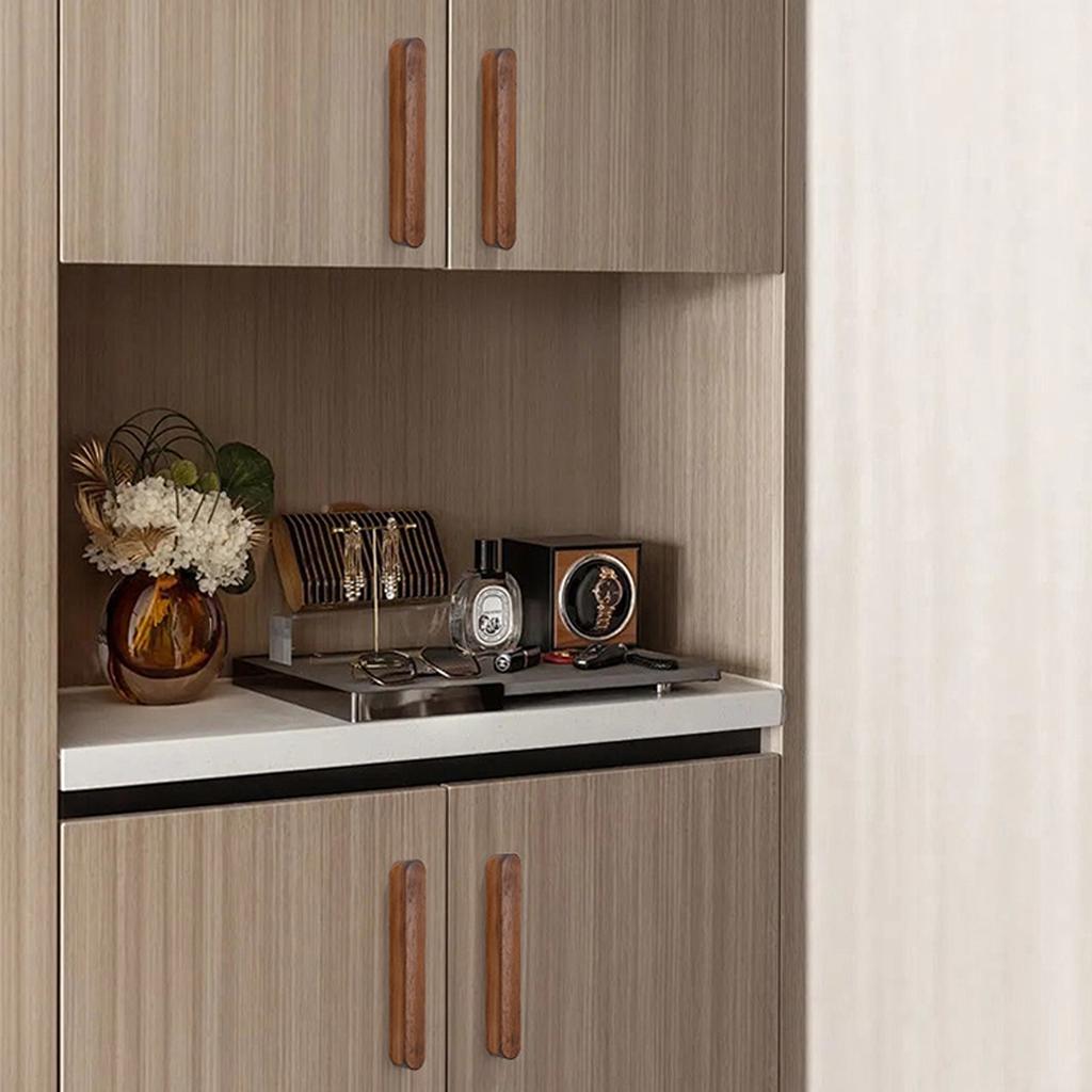 4PCS Natural Wooden Furniture Handle Nordic Kitchen Cabinets Pulls Handles Cabinets and Drawers Dresser Knobs Long Wardrobe Pull