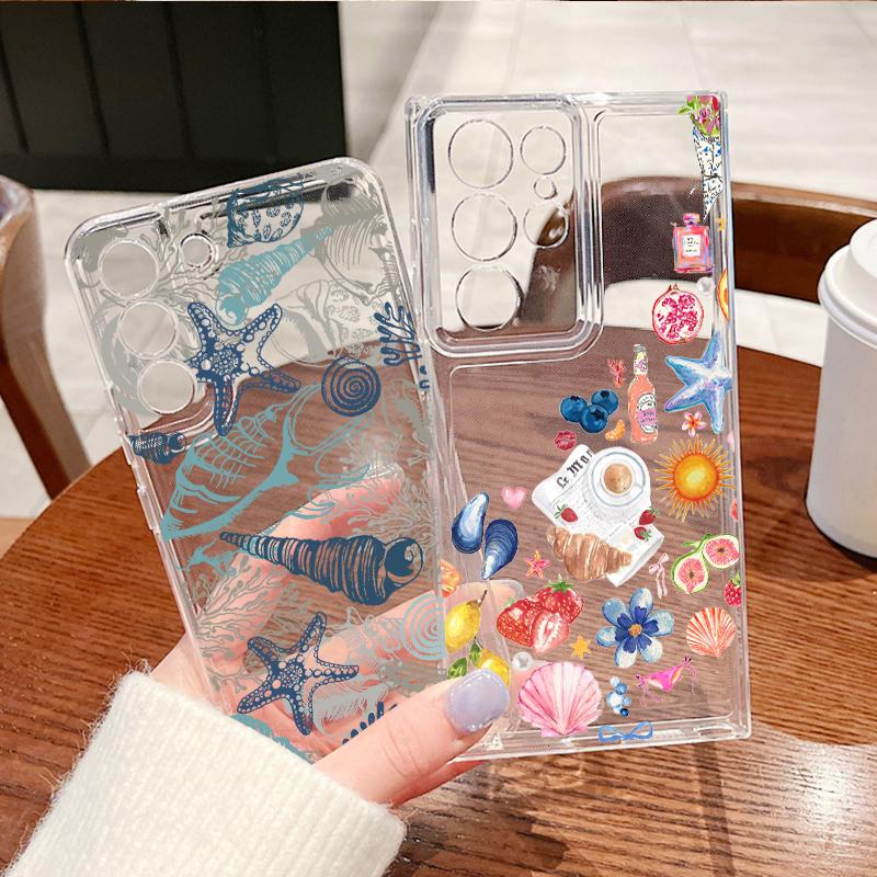 Coque Tendance Style Océan Motif Baleine Pour Samsung S26 S25 Ultra S24 Plus S22 S23 S21 FE A54 A15 A35 A55 A16 A36 A56 A17 A37 A57 5G Housse Souple Transparente