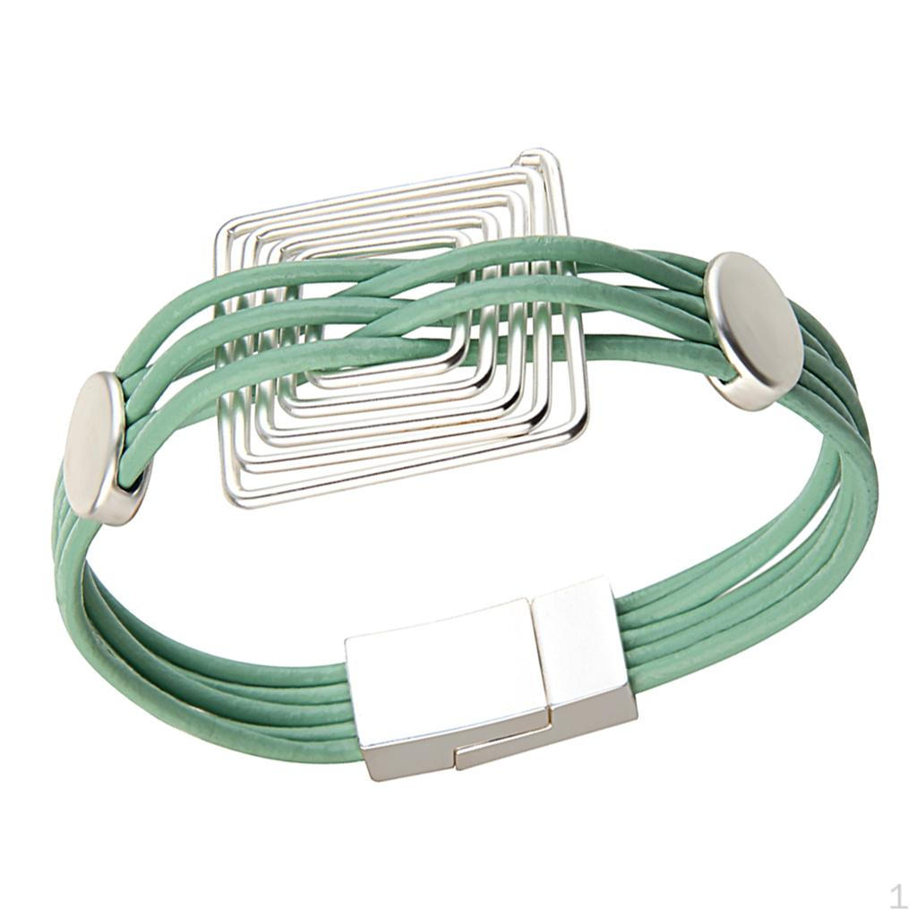 

Faux Leather Bracelet Braided Multi-layer Wrap Teen Girls зелений