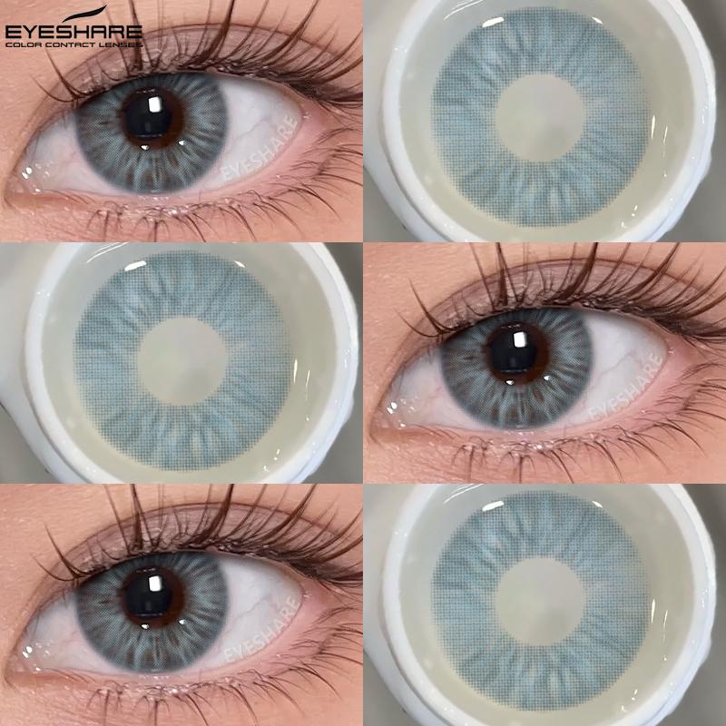 EYESHARE 1Pair Color Contact Lenses for Eyes Blue Eye Contacts Brown Natural Contact Lenses Gray Pupils Lens Yearly
