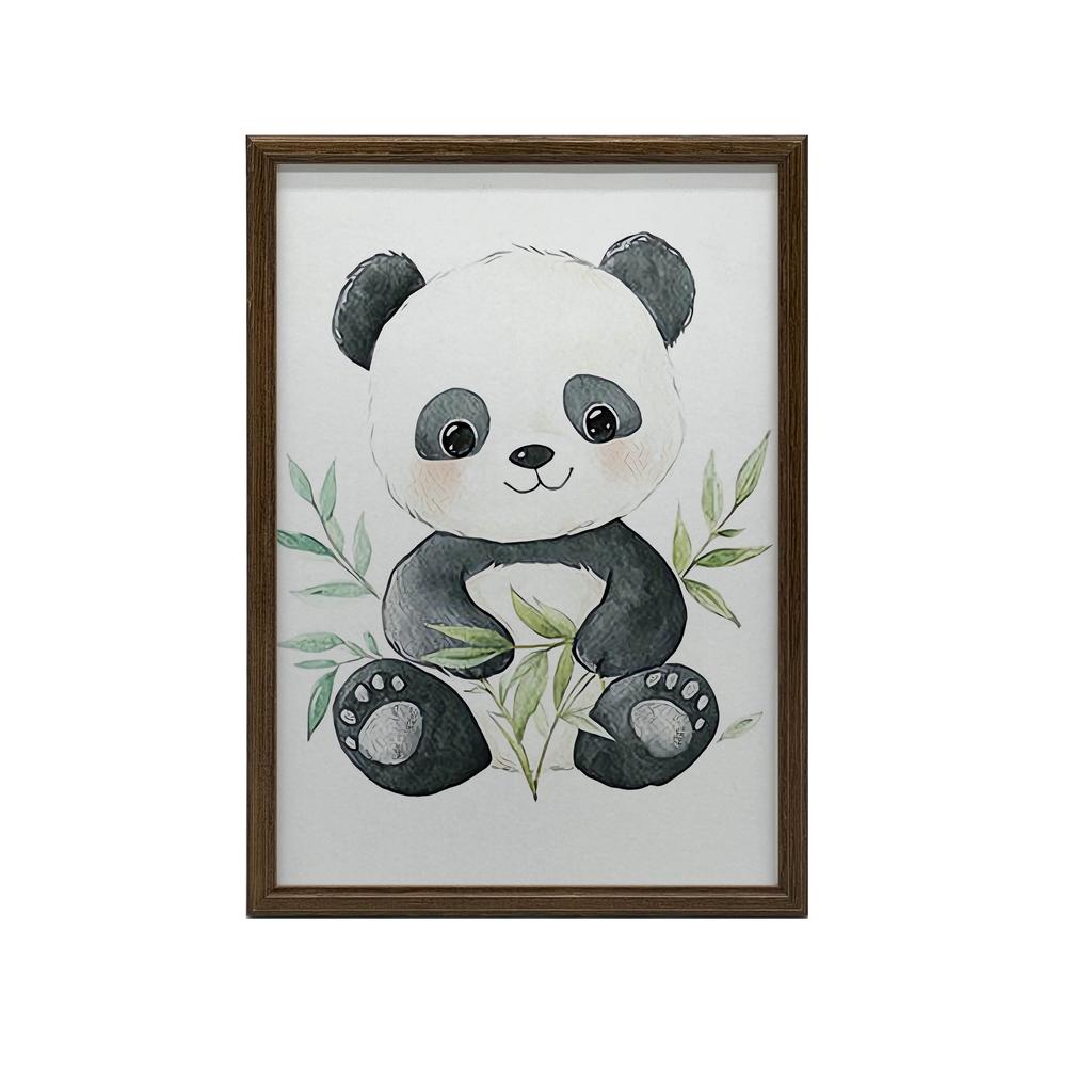 Poster Söt Panda Bland Löv Poster Söt Panda Bland Löv, 30X40 Cm, Ram Trä Ljus Ek, Matt Papper 230 Gsm
