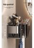 No-Drill Aluminum Wall-Mounted Toothbrush and Toothpaste Holder with Mouthwash Cup