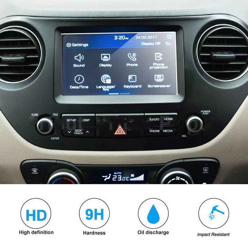 For Hyundai Grand i10 2017- Car Radio GPS Navigation Tempered Glass Screen Protector Film Auto Interior Anti-scratch