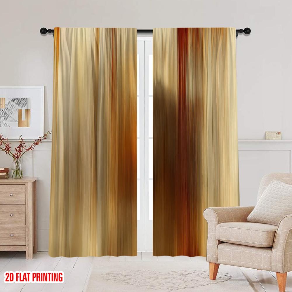 2D Flat Printing 2pcs Clearance  Curtain Smooth Color Durable Polyester  Without Electricity Family Party for Bedroom Living