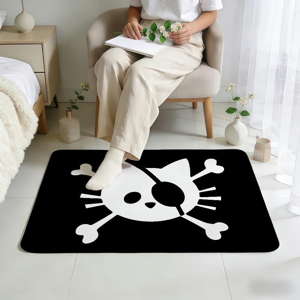 Pirate Cat Skull funny cool meme Home Bedside Rug Kitchen Bath Floor Mat Hallway Balcony Carpet Entrance Doormat hogar Decor