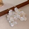 White Pearl Shell Zircon Tassel Earrings Fashion French Elegance Temperament Earrings Daily Versatile Earrings