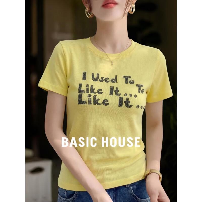 Basic House Women s Letter Print Short Sleeve T-Shirt M