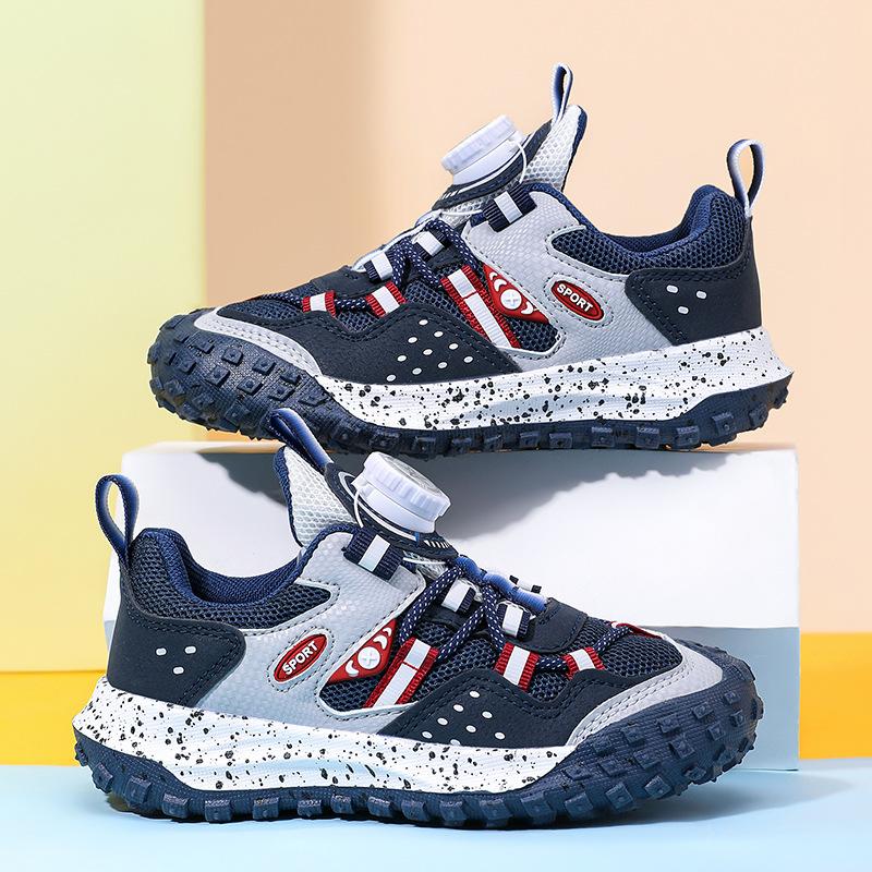 Cross-border classmates Spring and autumn children s sports shoes Leather students Middle school boys Leather running shoes 28 темно-синий