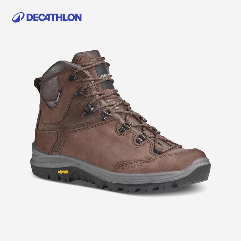 Мужские водонепроницаемые кожаные высокие походные ботинки Decathlon 42