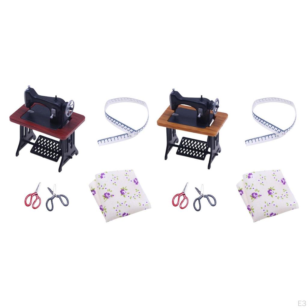 Dollhouse Mini Sewing Machine, Furniture Decoration for Dolls House