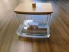 Cotton Swab Box - Transparent Bamboo Cover Dustproof Cotton Swab Toothpick Storage Box Multi-Purpose Visible Dispenser