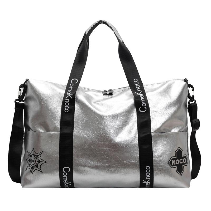 

New trend printed messenger fitness bag going out soft leather texture travel bag large capacity student storage bag one size fits all серебряный