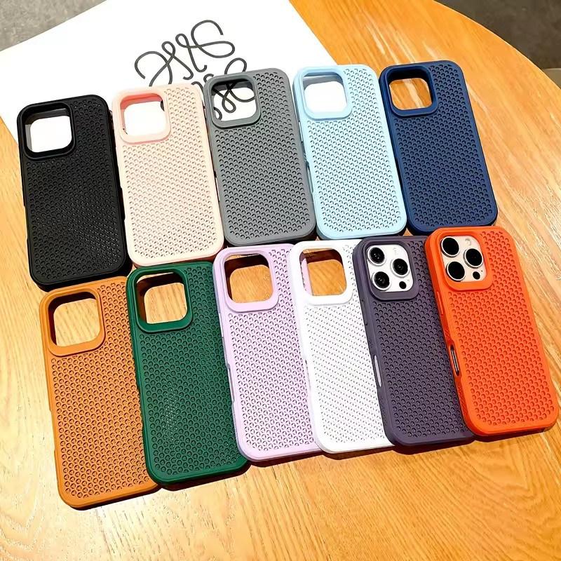 Dissipate Heat PC Case For iPhone 16 15 14 13 12 11 Pro Max Plus Breathable Hard Back Cover