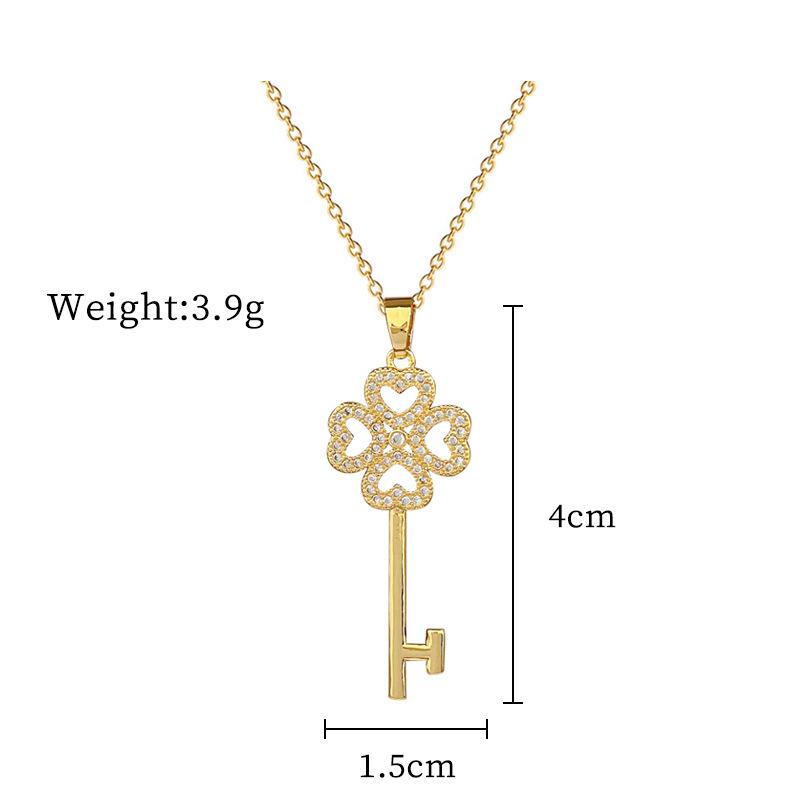 Lucky Necklace Women'S Copper Micro-Inlaid Real Gold Electroplating Simple And Exquisite Clavicle Chain Neck Chain