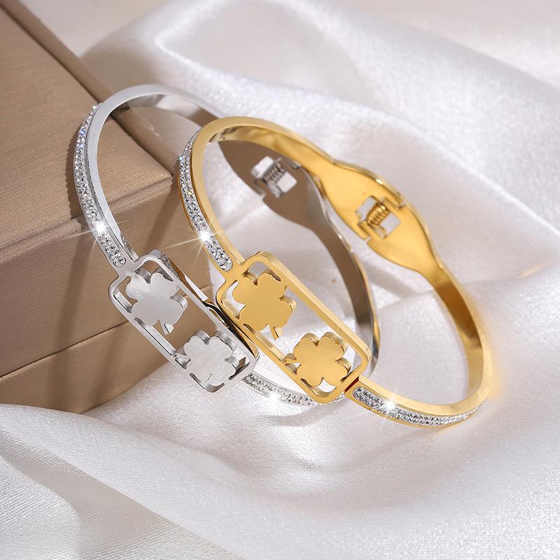 Vierblättriges Klee Mode Paar C-förmig Hand Leichter Luxus Ing Vielseitiges Armband