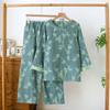 2026 Neues Damen Frühjahrs- und Herbst-Pyjama-Set 100% Baumwolle Jacquard Langarm Lange Hose Chinesisches Bambus Großes Hauskleid