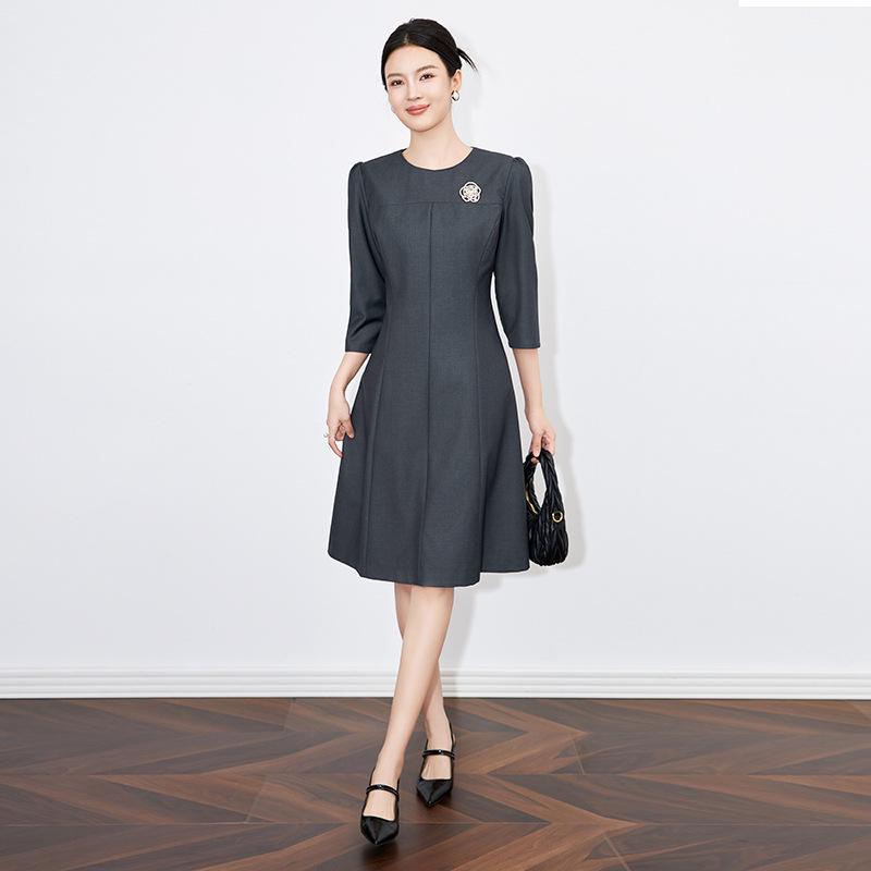 

Элегантное французское платье богини для поездок на работу - Дизайн с семью рукавами и приталенным силуэтом XL