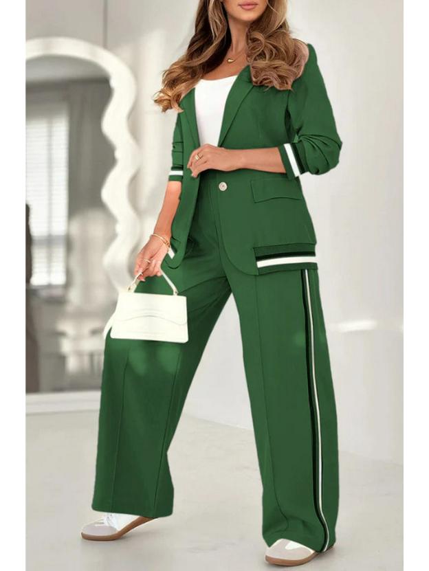 European & American Fashion: Solid Color Ribbed 2-Piece Set for Commuting, 2025 Collection