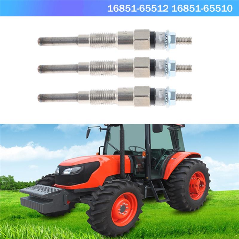 3PCS Engine Heater Glow Plugs 8Mm Parts Accessories For Kubota Tractor B21 B1700D B1700E Part Number 16851-65512 16851-65510-A91