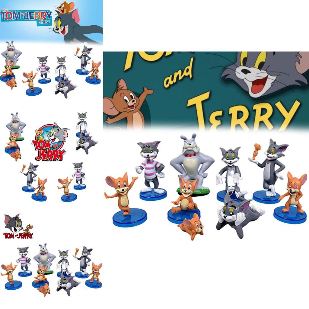 Miquelpw Tom Jerry Action Figures Cute 9pcs/set For Collectors And Cartoon Lovers