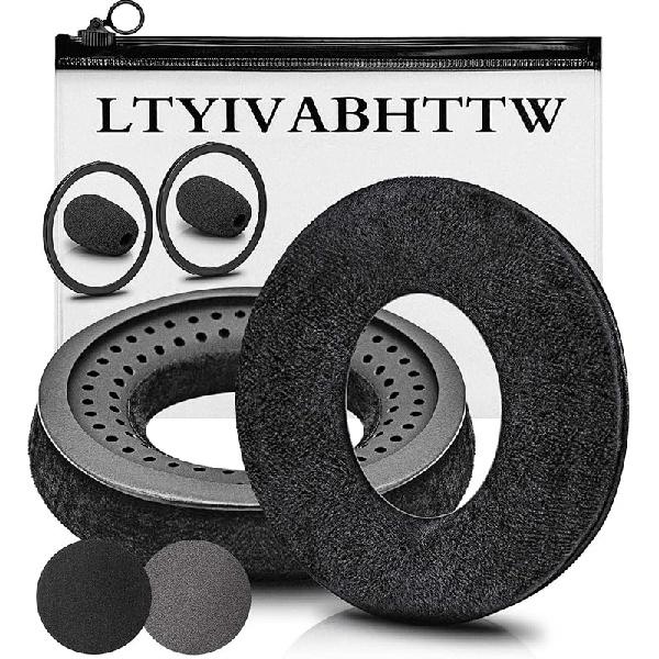 Earpads Compatible with DT 770 Pro, DT 880 Pro, DT 990 Pro, DT 1770 Pro, MMX 300, DT 1990 Pro, DT 177X, T 90 Headphones (Silver Grey Velour) Black Velour
