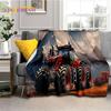 Retro Traktor Auto 3D LKW Weiche Flanelldecke für Betten Schlafzimmer Sofa Picknick, Überwurfdecke zum Zudecken Draußen Freizeit Geschenk