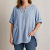 Womens Tops And Blouses Summer Fashion Elegant Casual Solid Loose V Neck Three Quarter Cotton Linen Women's Tops And Shirts